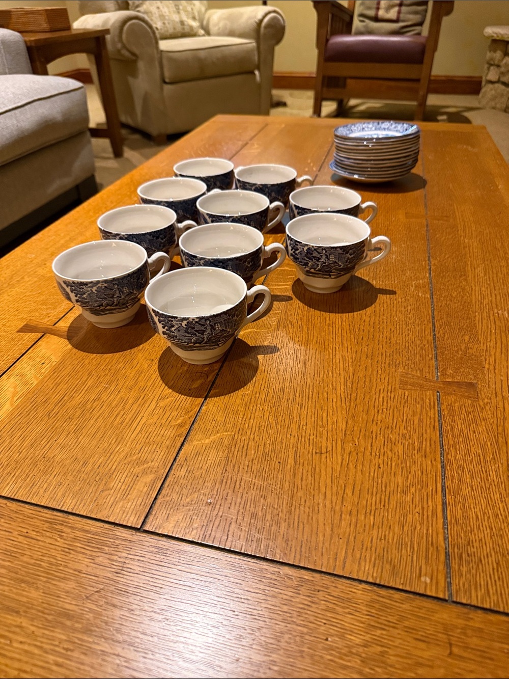 Blue and White Porcelain Tea Cups Liberty Blue English ironstone